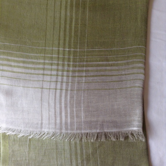 Green & White Linen-Cotton-50*180 - Picture 2 of 4